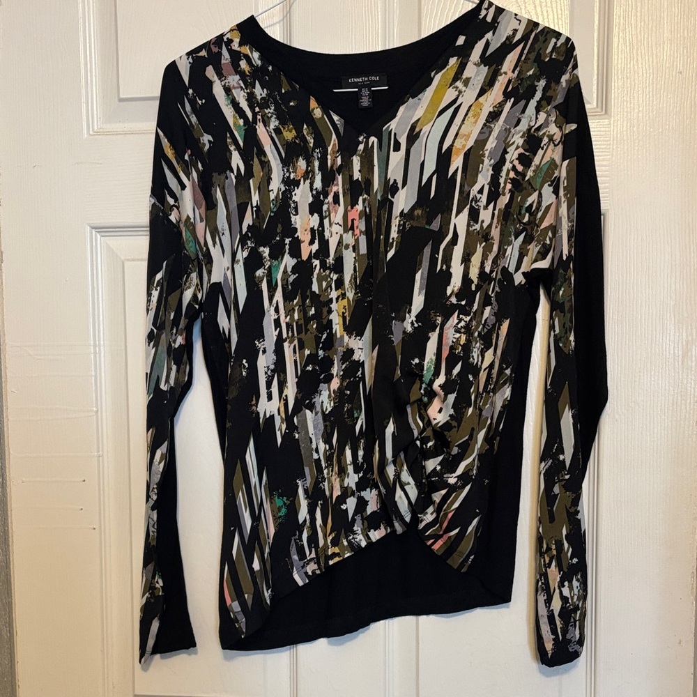 Kenneth Cole Multicolor Abstract Blouse